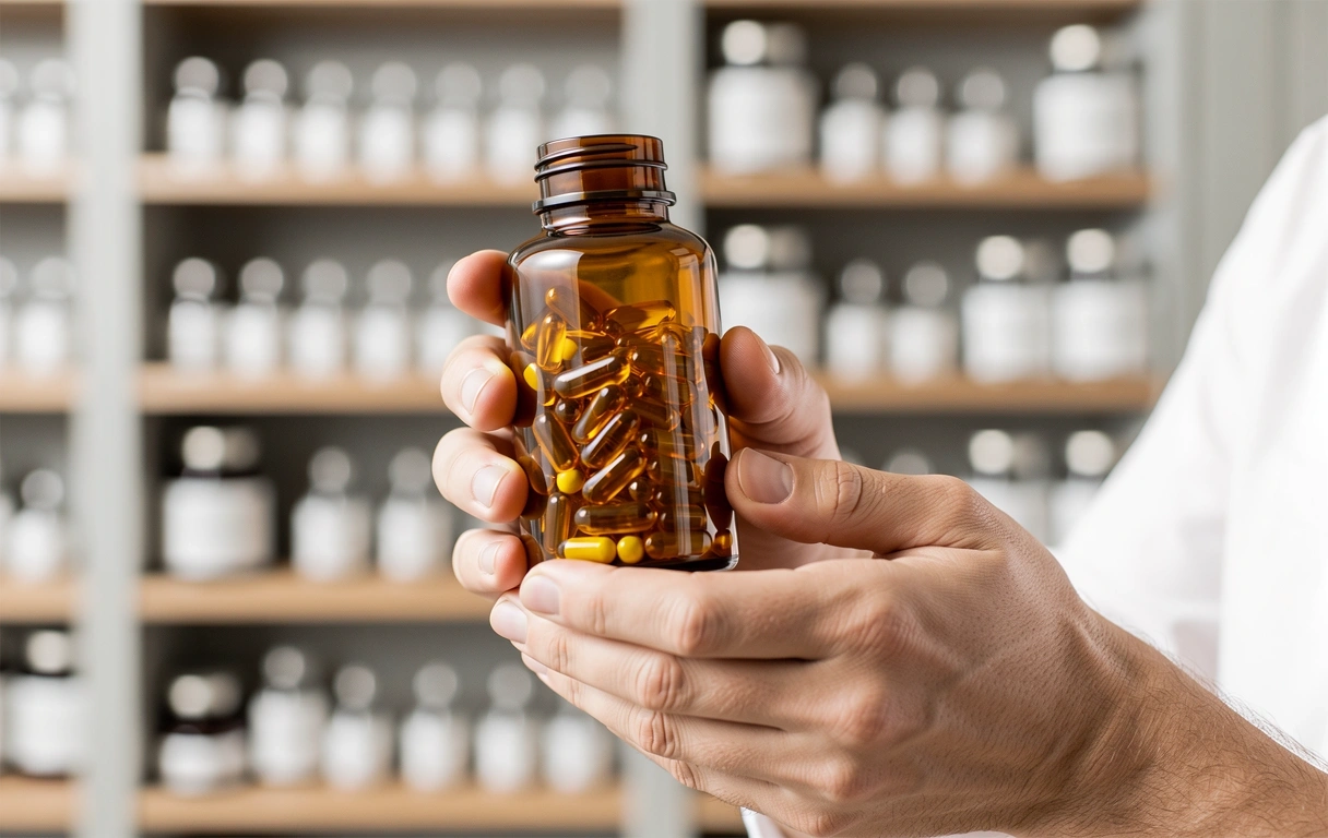 Men's Health Supplements product in hand